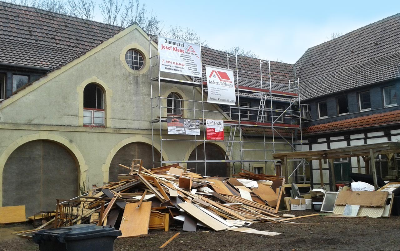 Restaurierungsarbeiten am Schloss Senden; Foto: Anna Schutjak