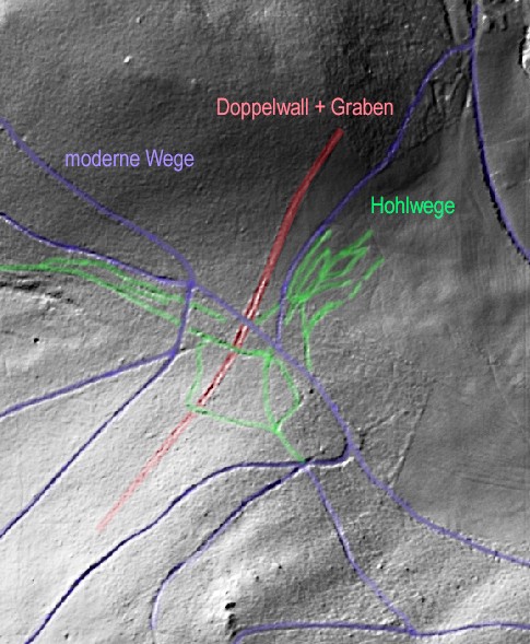 Kirchhundem-Marmecke (Kr. Olpe). Digitales Geländemodell der Bodendenkmalsituation. - Grundlage: DGM 1 NRW / Bearbeitung: LWL-Archäologie für Westfalen/T. Poggel