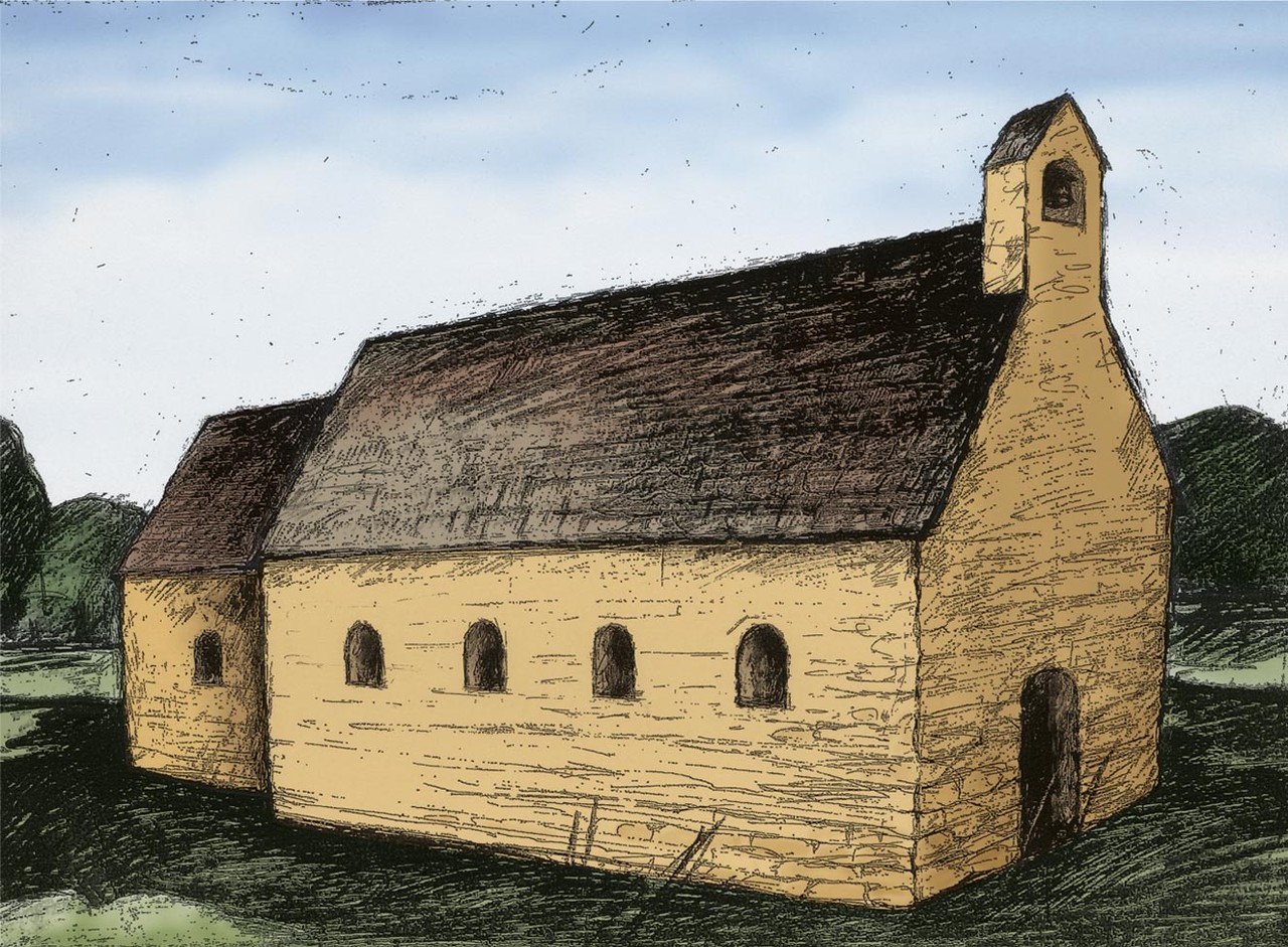 Rekonstruktionszeichnung der Kirche; Illustration: LWL/R. Tintel