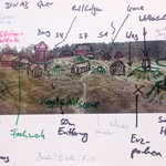 Auf das Foto wurden dann maßstabsgerecht Gebäude und Betriebseinrichtung skizziert (Skizze: LWL-Archäologie für Westfalen/M. Zeiler). (vergrößerte Bildansicht wird geöffnet)