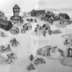 Andreas Müller fertigte auf Grundlage der Rekonstruktionsskizze detaillierte Vorzeichnungen an, die er auf Transparentpapier realisierte (Skizze: LWL-Archäologie für Westfalen/M. Zeiler). (vergrößerte Bildansicht wird geöffnet)