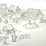 Daraus entwickelte A. Müller Einzelszenen mit Tusche … (Grafik: LWL-Archäologie für Westfalen/A. Müller) (vergrößerte Bildansicht wird geöffnet)